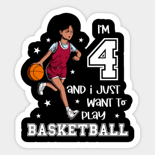 Girl plays basketball - I am 4 Sticker